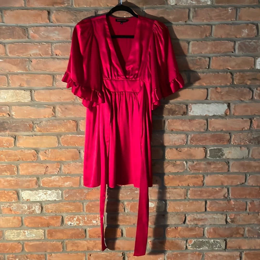 100% Silk Red Kimono Dress by Betsey Johnson